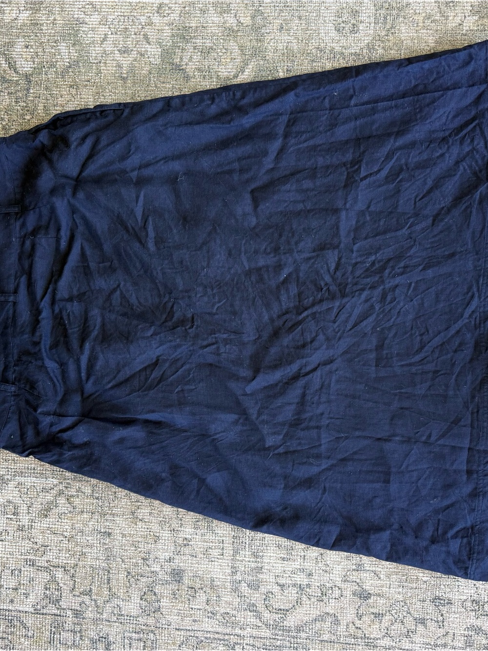 Boden Navy Blue Thomasina 100% Linen Midi Skirt Coastal Flowy Size 16-18 Summer - Picture 5 of 8